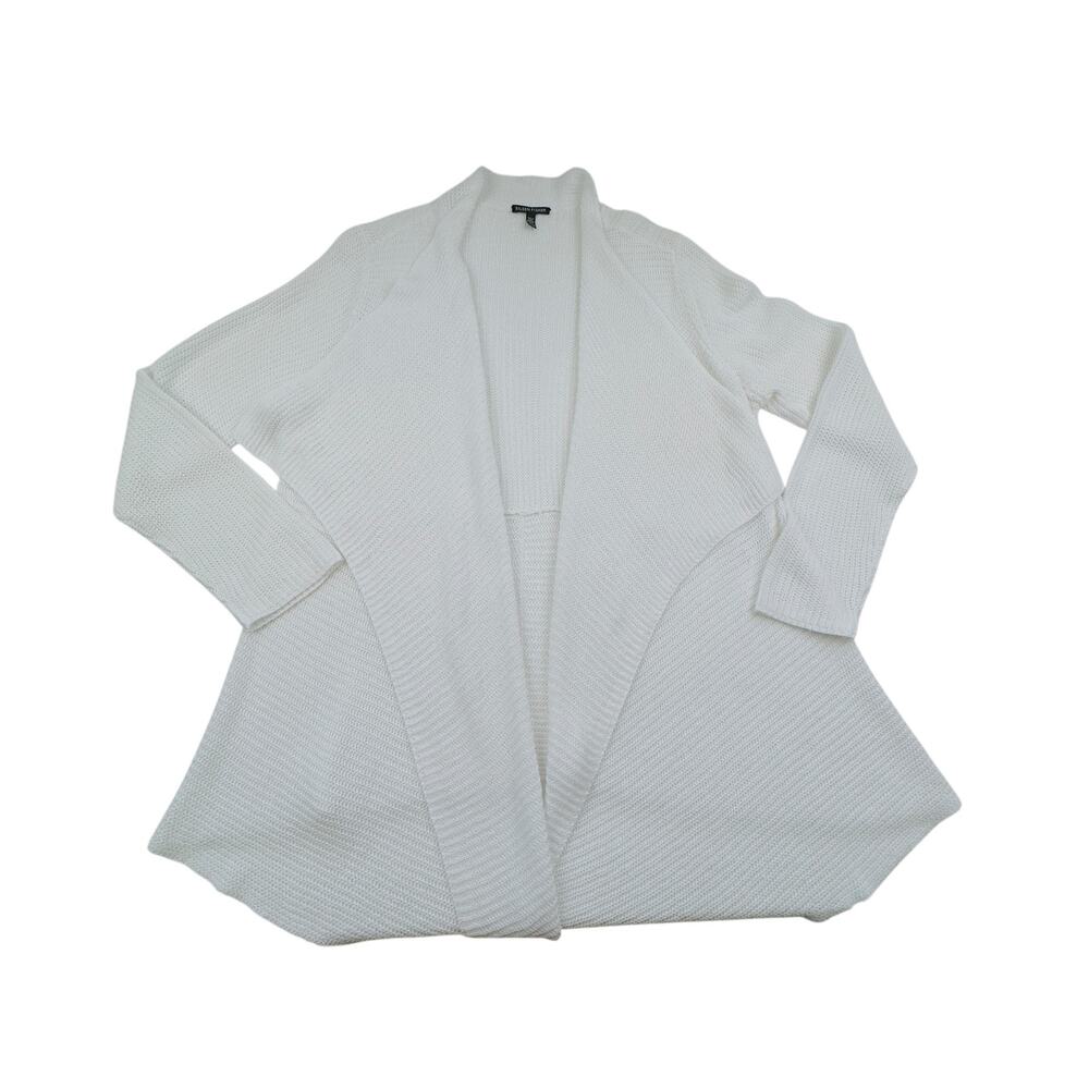 Eileen Fisher 100% Organic Cotton Asymmetrical Open Front Cardigan Women's XL